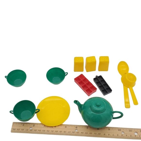 Toy Tea Set Vintage‎ Ideal Plastic Antiques 1940's - 1950's Green Yellow  *See - Picture 9 of 10